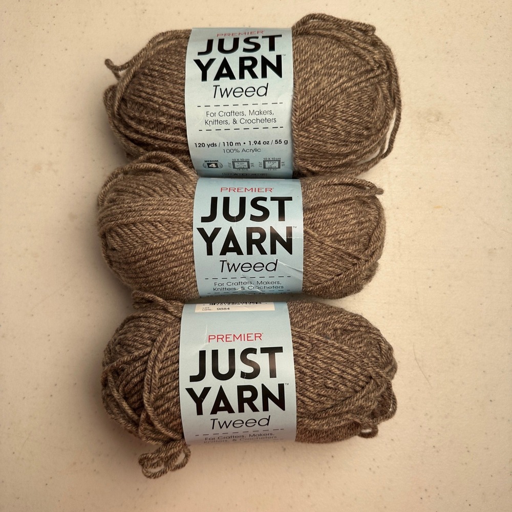 Premier Just Yarn Tweed Greige Medium 4 Weight Acrylic Yarn 3 Skeins